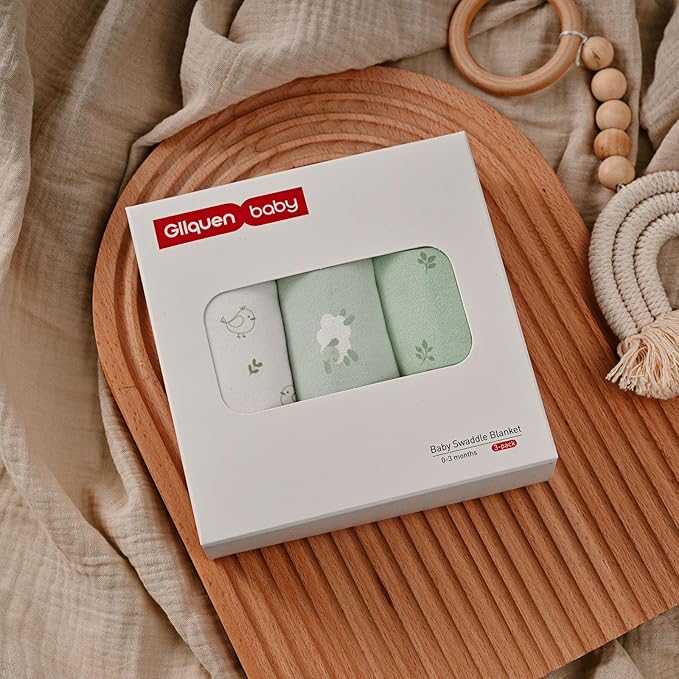 GLLQUEN BABY Girl Swaddles 0-3 Months - 3 Pack Baby Swaddles Sack for Newborn, Infant Sleep Sack, Easy Swaddling Wrap, Natural Adorableness, Nursery Swaddle Blankets Essentials