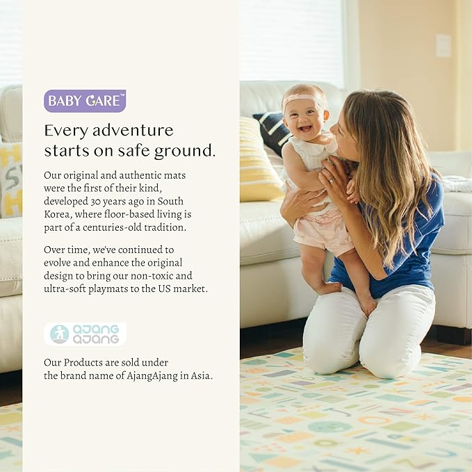 Baby Care Play Mat (Large, Sea Petals - Green) Original One-Piece Reversible Rollable Waterproof Play Mat for Infants, Babies, Toddler, and Kids