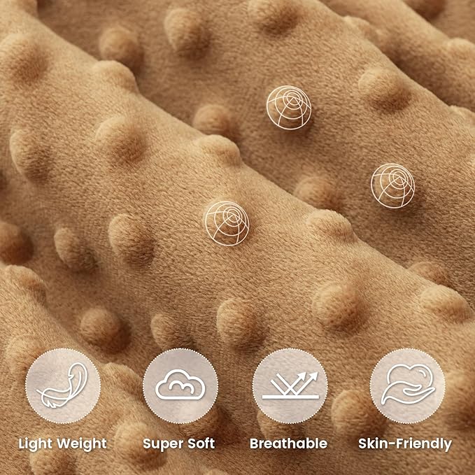 david's kids Micro Fleece Minky Baby Blanket for Boys Girls Neutral with Double Layer and Soothing Raised Dots, Breathable and Soft Lightweight Receiving Blanket for Newborns 30x40 Inches, Biscuit
