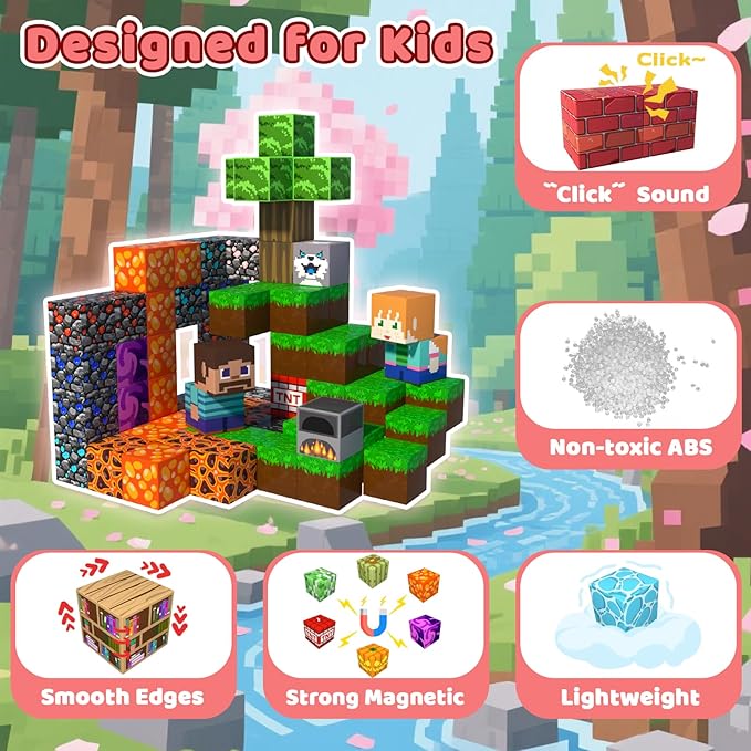 300 PCS Magnetic Blocks - Magnetic Building Blocks, Stacking Magnetic Blocks for Kids, Sensory Toy for STEM Montessori for Kids 3+ Boys and Girls Christmas Birthday Gifts