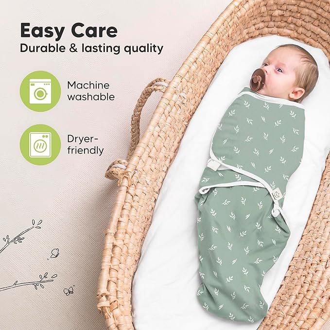 KeaBabies 3-Pack Organic Baby Swaddle Sleep Sacks - Swaddles for Newborns, Infant 0-3 Months, Baby Girls, Boys, Soft & Snug Newborn Sleep Sack, Nursery Swaddling Blankets (Prairie)
