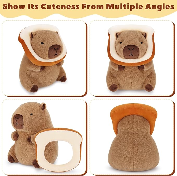 Achwishap Capybara Plush,Cute Plushies Capybara Stuffed Animal,Soft Capybara Plush Toys,Kawaii Plush Stuffed Toys with Wearable Bread Plushies Gifts for Kids Adults Birthday(Capybara Bread,12”)
