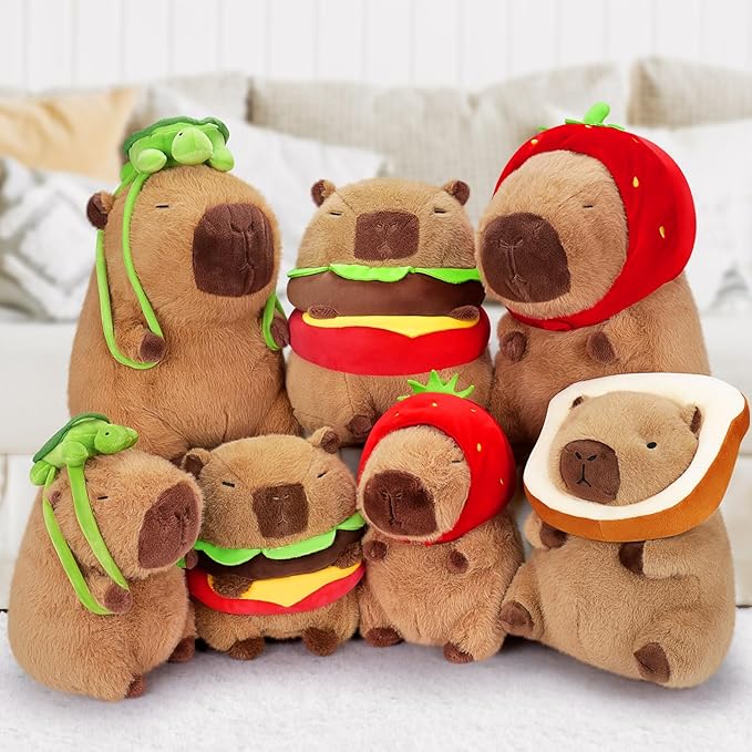 Achwishap Capybara Plush,Cute Plushies Capybara Stuffed Animal,Capybara Plush Toys,Kawaii Plush Stuffed Toy with Strawberry Hat Plushie Gift for Kids Adults Birthday(Capybara with Strawberry Hat,16”)