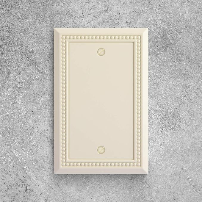 Henne Bery Sunken Pearls Heavy Duty Switch Plate/Wall Plate/Outlet Cover (Single Blank 2PK, Light Almond
