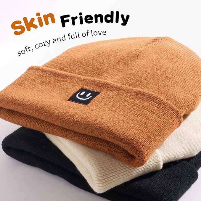 3 Packs Baby Beanie Cute Toddler Beanies Kids Winter Hat Boys Girls Warm Knit Hats Infant Beanie for 0-8 Years