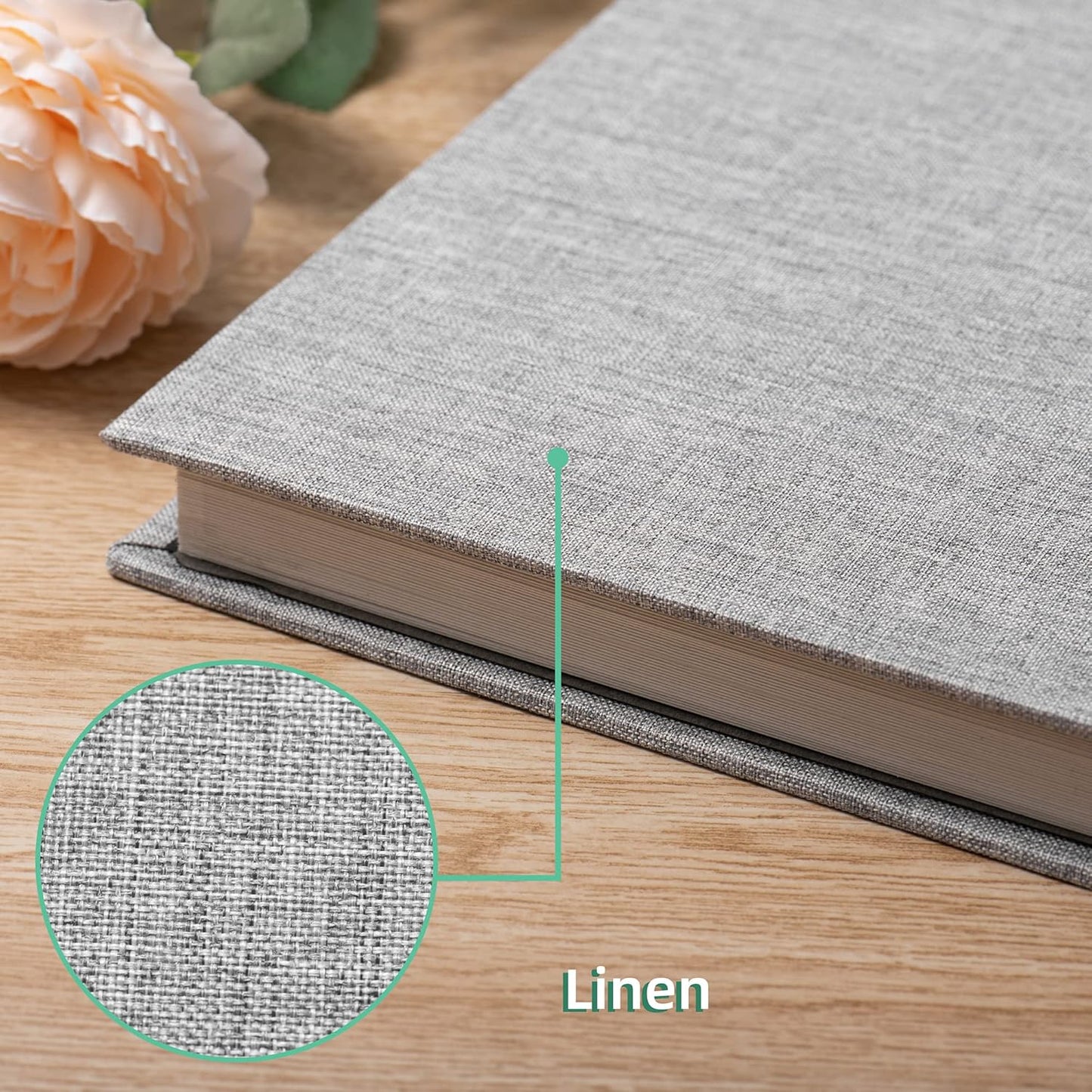 Large Photo Album Self Adhesive Scrapbook Album for 4×6 5×7 8×10 Pictures DIY Magnetic Linen Cover Album 40 Pages for Family Wedding Gifts with Metal Pen and Plastic Board