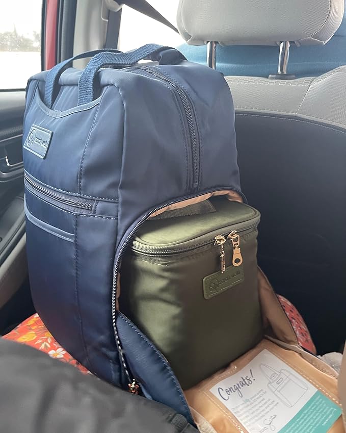 Sarah Wells Kelly Breast Pump Backpack & Tote - Insulated Pocket, Laptop Sleeve & Easy-Clean Design, Fits All Pumps, Diaper Bag for Moms (Indigo)