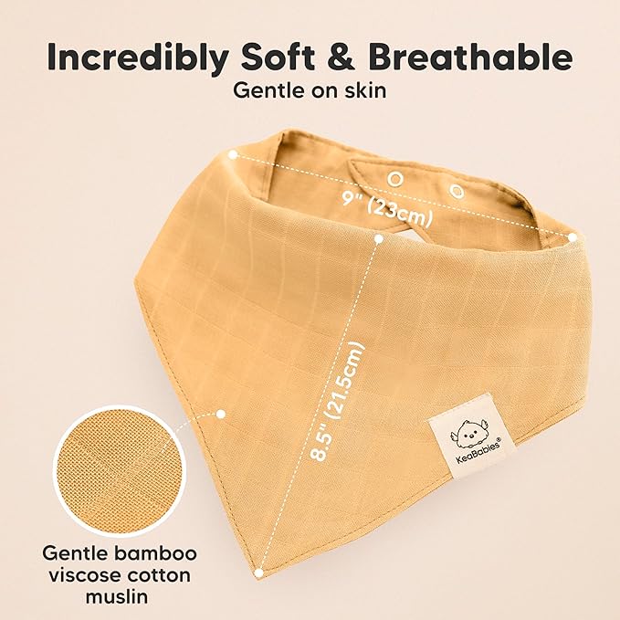 8-Pack Muslin Baby Bibs for Boys, Girls - Muslin Bandana Drool Bibs for Baby Girl & Boy, Drooling Newborn, Teething Toddler, Infant 0-36 Months, 100% Cotton Extra Absorbent & Soft (Sahara)