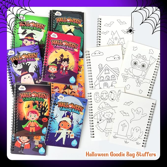 ZMLM 24 Water Coloring Books for Kids Party Favors - Bulk Mini Coloring Books for Kids Ages 4-8,Small Birthday Goodie Bag Stuffers School Teacher Return Gift Art Crafts Classroom Prizes (Halloween)