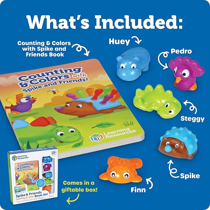 Learning Resources Spike and Friends Counting & Colors Book Set - 6 Pieces, Age 18 Month+ Toddler Activities, Educational Toys Set, Color Teaching Toys