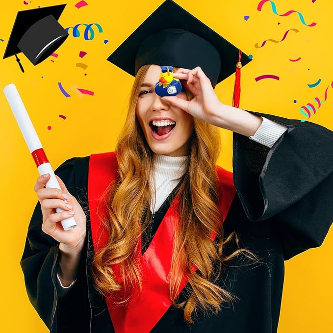 52 Pcs Graduation Rubber Duck 2025 Graduation Diploma Rubber Duckies Grad Cruise Duck Bulk Classroom Reward Prize for Student Bathtub Swimming Pool Theme Party Favors (Blue)