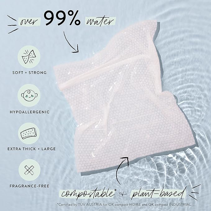 The Honest Company Clean Conscious Multi-Use Wipes Hypoallergenic and Unscented for Sensitive Baby Skin Over 99% Water Compostable Plant Based Baby Wipes Pattern Play 10 Count