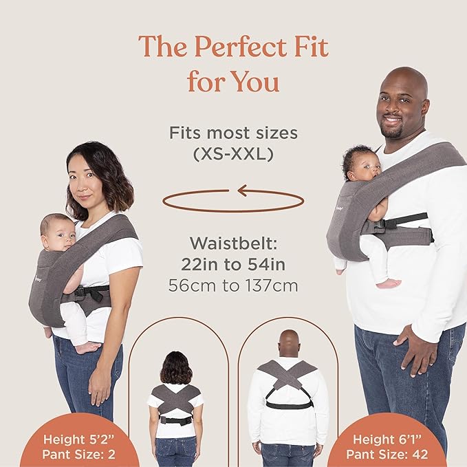 Ergobaby Embrace Baby Carrier Newborn to Toddler - Lightweight Ergonomic Baby Carriers - Cozy Essentials (7-25 Pounds), Soft Air Mesh, Soft Grey