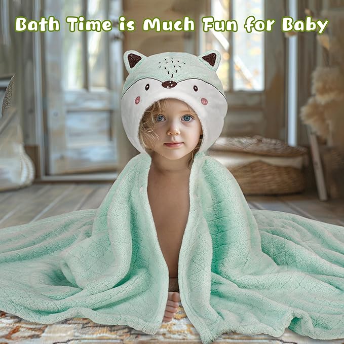 Toddler Bath Towel Hooded Kids Towel Bath Baby Towels with Hood for Boy Girl 0-5 Years, 2-Pack Soft Absorbent Baby Bath Towel Toddler Towels with Hood, Thick 50''x32'' Kids Hooded Towel for Toddlers