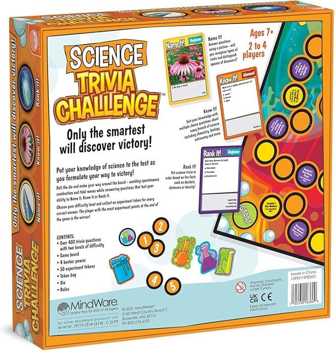 MindWare Science Trivia Challenge Game – Educational & Fun Game for Families & Kids Ages 7 & Up