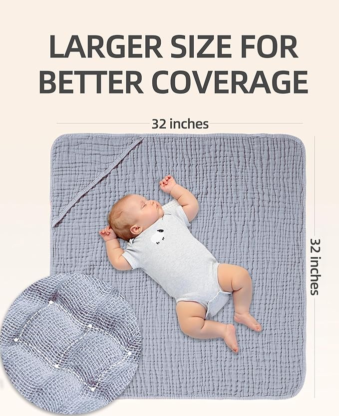 3-Pack Hooded Baby Towels for Newborn 100% Cotton Soft Babies Blanket Toddler and Kids Bath Towel Baby Essentials