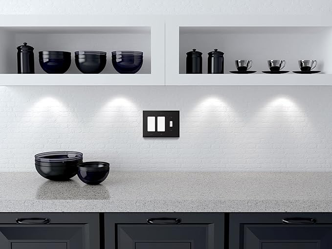 Modern Edge Decorative Wall Plate Switch Plate Outlet Cover, Durable Solid Zinc Alloy (Single Toggle/Double Decorator, Matte Black)