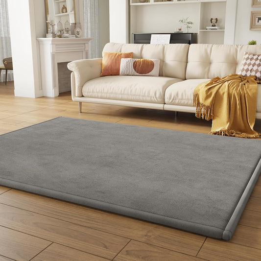 Baby Play Mat for Floor, 1.3'' Thick Memory Foam Tummy Time Mat - Super Soft Coral Velvet Nursery Rug with Non-Slip Backing, Crawling Rug for Toddlers/Infants, Yoga & Tatami Use, 59''x79''