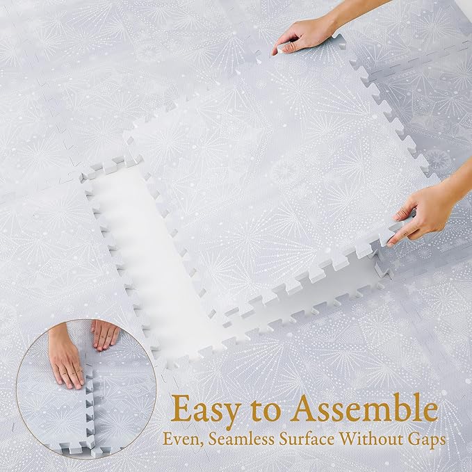 PopsyKosy Super 1 Inch Thick Premium Quality Exercise & Baby Foam Play Mats - Expandable & Large Non-Toxic Odorless Floor Mat - 6 Tiles Spacious 6x4ft - Peel-Resistant - Lavender Gray