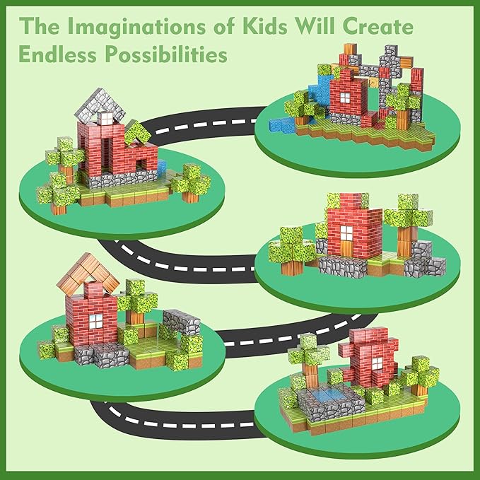 100PCS Magnetic Blocks-Kids Games Building Blocks for 3 4 5 6 7 8 9 10 Year Old Boys Girls, 1" Magnetic Tiles Cubes STEM Sensory Toys for Toddler Birthday Party Festival Gifts