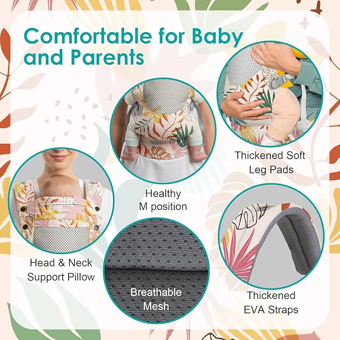 Infant Baby Front Carrier, Toddler Body Carrier, 7-66 Lbs Ergonomic Design, Lumbar Support, Lightweight Baby Chest Carriers (3-36 Months)