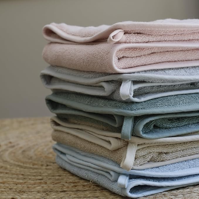 Baby Hooded Towel – Organic Cotton Baby Bath Towels, 32" x 32" Super-Soft and Absorbent Baby Towels for Newborn 2-Pack (Blush/Baby Blue)