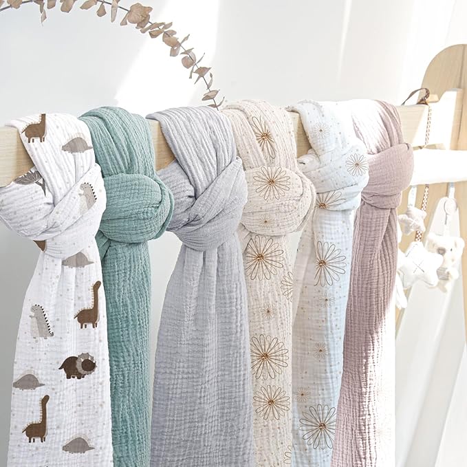 lulumoon Baby Muslin Swaddle Blankets: Soft Receiving Blanket for Newborn - Cotton Swaddling Blankets for Neutral 3Pack(SandDaisy)