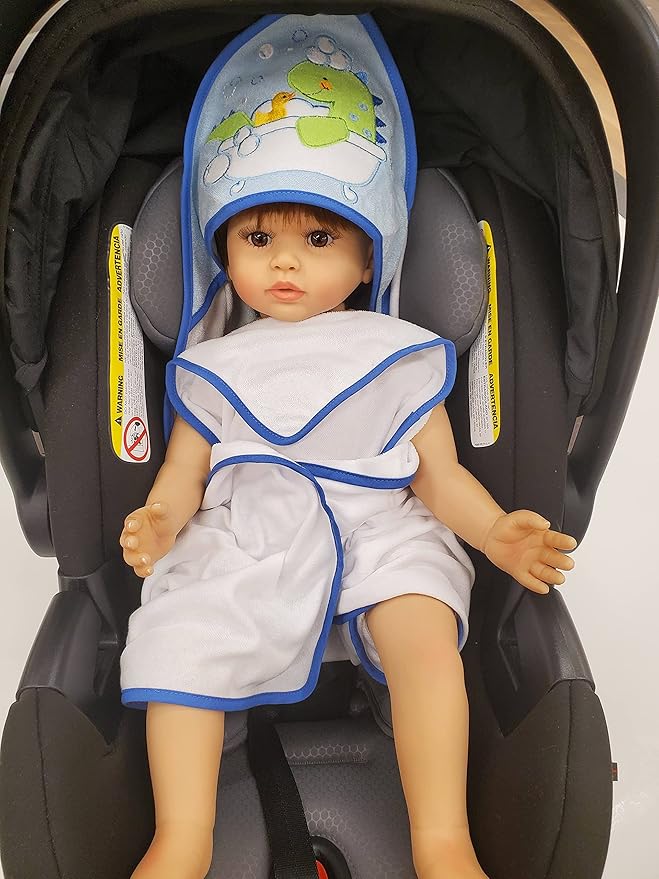 Baby Hooded Towel and Washcloth Set for Infants, Boys and Girls 6-12 Months (Refreshed Rex)