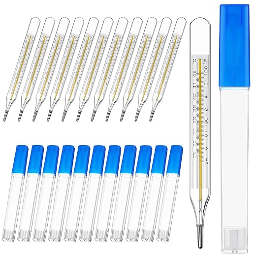 12Pcs Glass Oral Temperature for Adults Precise Measurement Fast Reading for Elderly Family Dual Scale ℃ & ℉