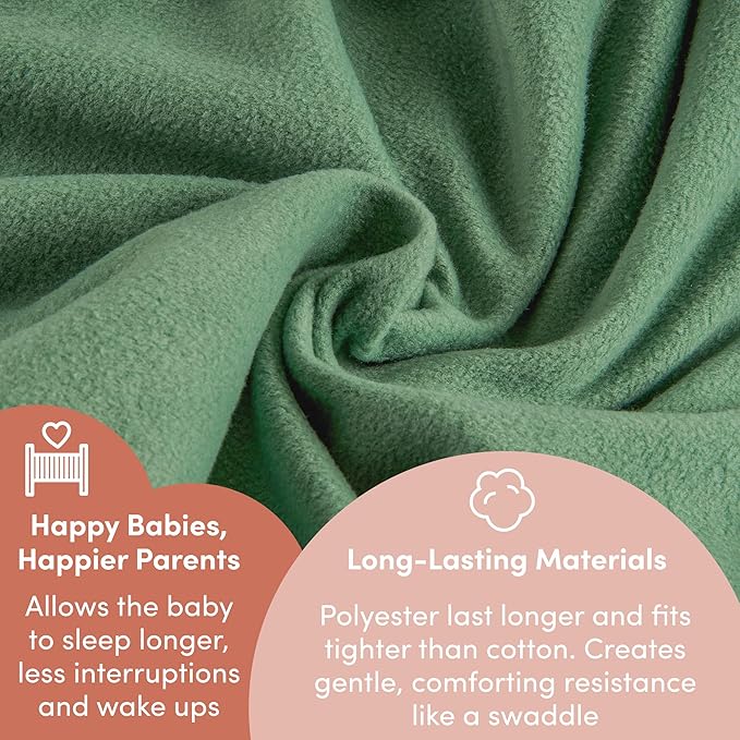 SleepingBaby Zipadee-Zip Transition Swaddle - Cozy Fleece Wearable Blanket with Two-Way Zipper for Baby Sleep - Fleece Basil, X-Small (3-6 Month)