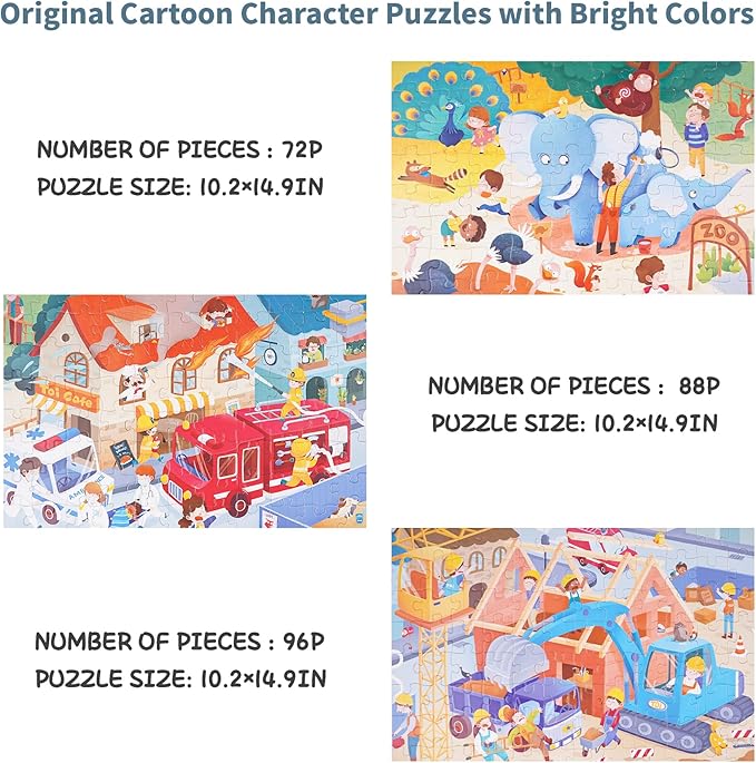 TOI Leveled Puzzles for Kids Aged 4 and Up, Toddler Puzzle Preschool Learning Jigsaw Puzzles, Large Pieces Educational Game for Boys Girls, Classic Education Step 5