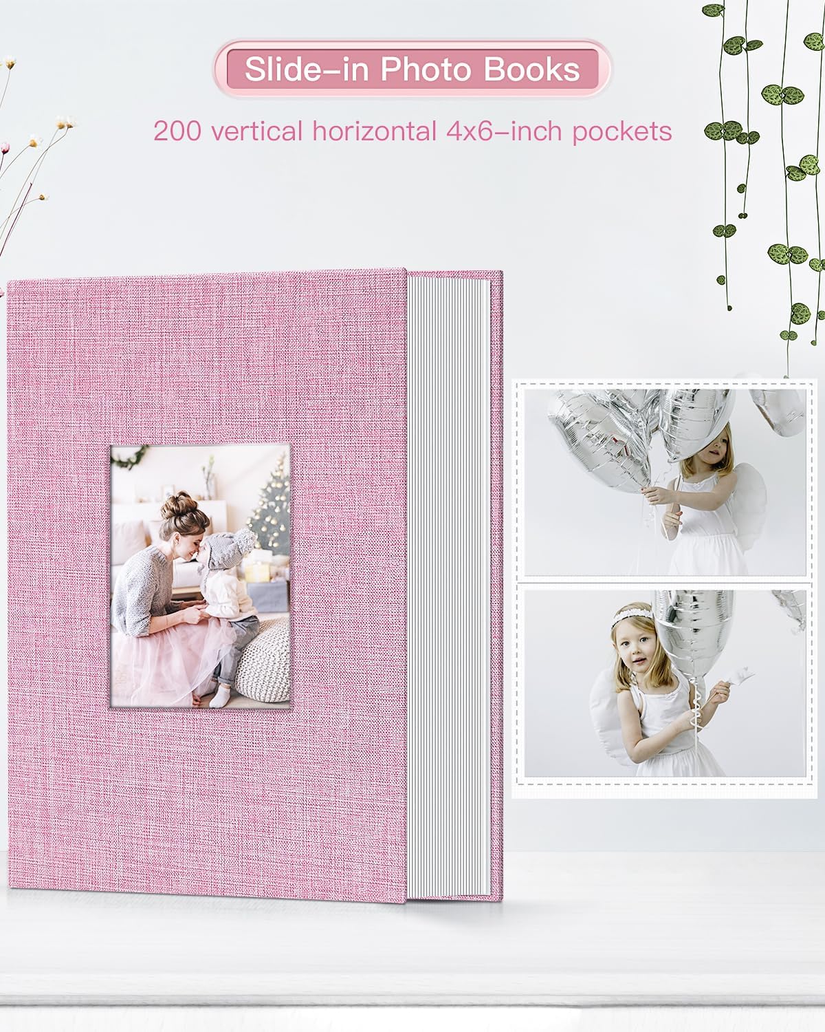 popotop Photo Album 4x6-200 Photos Photo Books with 200 Horizontal Pockets,Linen Cover Albums for Family Wedding Anniversary Baby Vacation Pictures