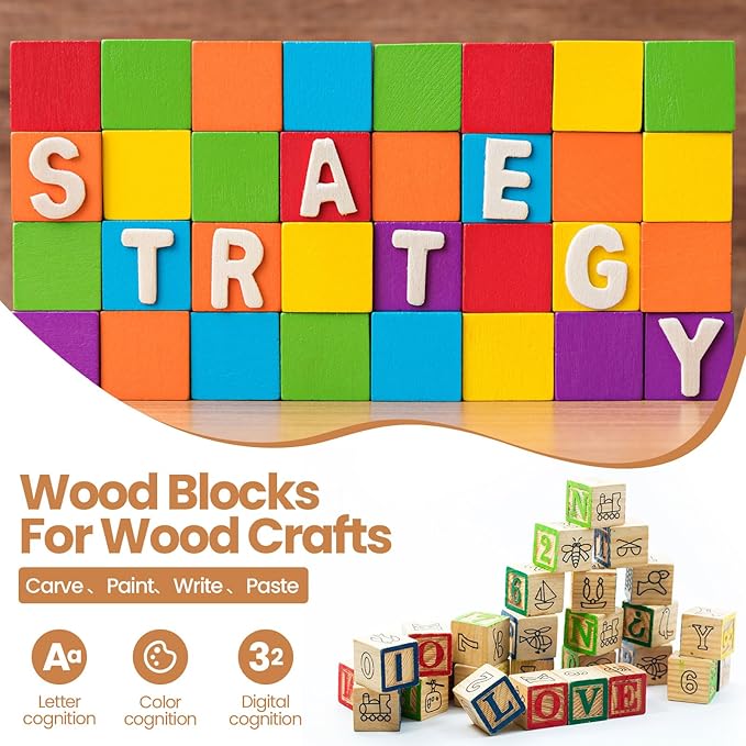 Barydat 300 Pcs 0.4 in Wooden Cubes, Unfinished Blocks for Crafting Plain Wooden Block for Craft Cube Natural Craft Wood Crafting DIY Project Baby Showers