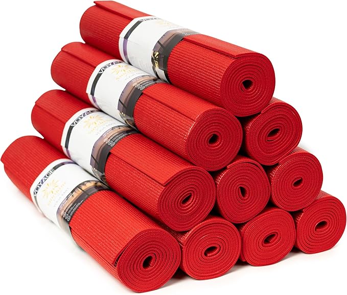 Sunshine Yoga Voyage Yoga Mat, 10 Pack, 72" x 24" Professional Studio and Gym Bulk Yoga Mats, 5mm Thick, Durable, Anti-Tear, Non Slip Fitness and Exercise Mats
