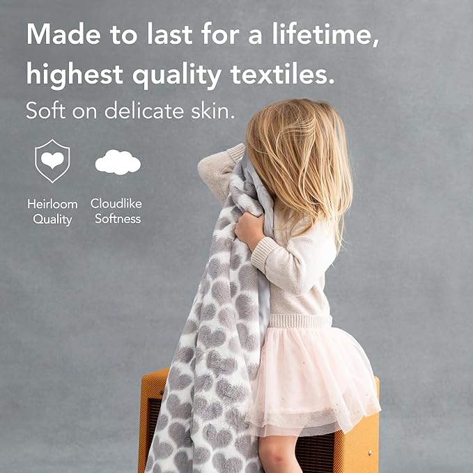 Little Giraffe Luxe Baby Blanket – 29x35” Satin Trim, Heart Army Silver | Ultra-Soft, Hypoallergenic Stroller & Nursery Blanket | Perfect for Newborns & Toddlers