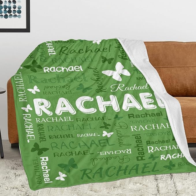Personalized Throw Blanket with Name Custom Blankets Customized Baby Blanket for Girls Kids Adult Birthday Gift