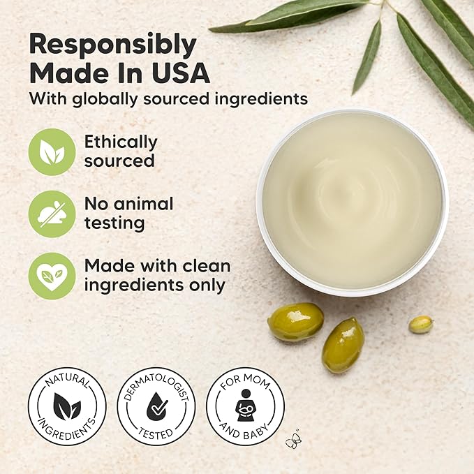 Organic Nipple Butter for Cracked, Sore, Relief - Nursing Nipple Cream Safe for Breastfeeding, 100% Natural Clean Breast Cream, Non Lanolin Balm, Mom Postpartum Breastfeeding Essentials,2oz (Soothing)