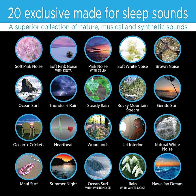 Sound Oasis Pink Noise Bluetooth Sound Machine for Sleeping, 20 Non-Looping Soothing Sounds with Speaker & Memory Function, Portable Sleep Sound Therapy for Home, Office or Travel