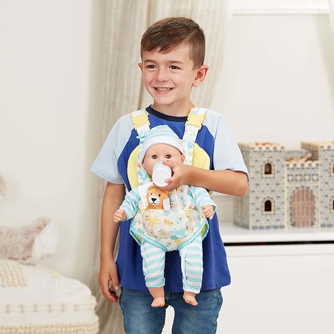 Melissa & Doug Mine to Love Carrier Play Set for Baby Dolls with Toy Bear, Bottle, Rattle, Activity Card