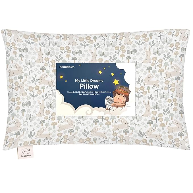 Toddler Pillow with Pillowcase - 13x18 My Little Dreamy Kids Travel Bed Pillows for Sleeping, Organic Cotton Small Pillowcase, Soft & Breathable, Machine Washable, Toddlers 2-5 Years Old (Prairie)