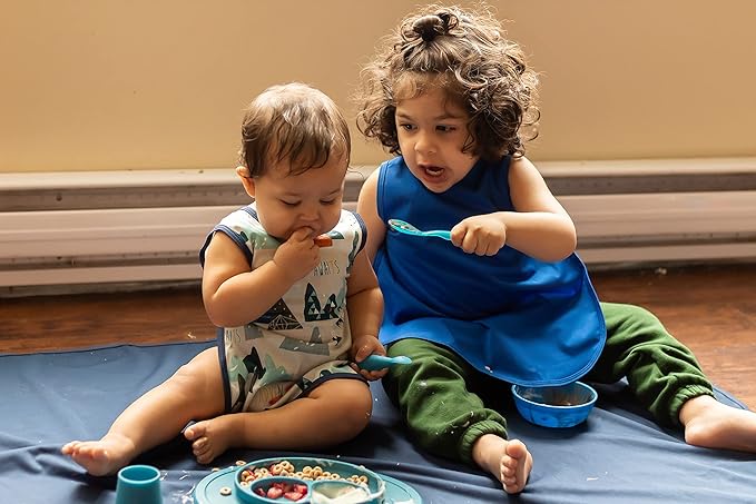 BapronBaby Minimalist Royal Blue Bapron - No Neck Tie Safer Bib for Baby & Toddler - Soft Waterproof Stain Resistant - Machine Washable - Sz Preschool 3-5yrs