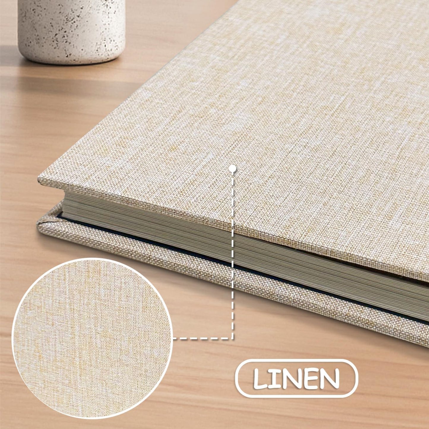 Large Photo Album Self Adhesive Scrapbook Album for 4×6 8×10 Pictures DIY Magnetic Linen Cover Album 40 Pages for Family Wedding Gifts with Metal Pen and Plastic Board