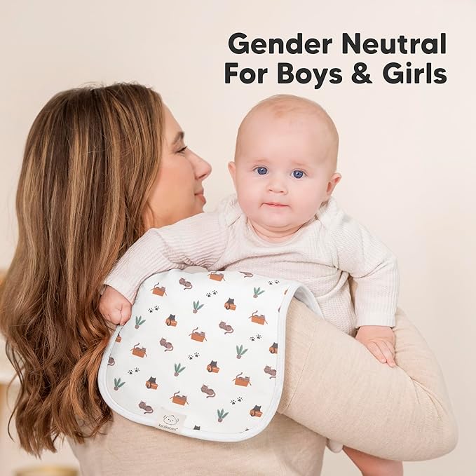 Organic Burp Cloths Baby Boy & Girl - 5-Pack Super Absorbent Cotton Burping Cloths for Babies, Soft & Plush Newborn Spit Up Rags, Infant Towels for Milk Spit Up, Unisex, Large 21" x 10" (Mesozoic)