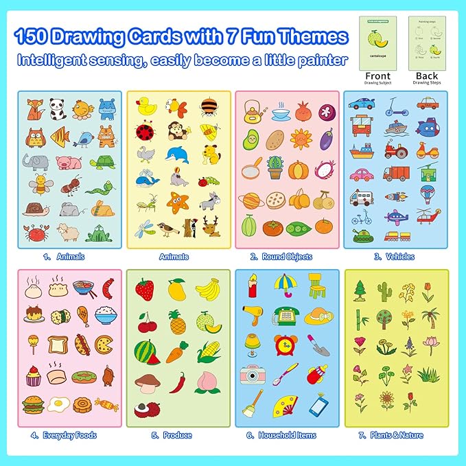 Drawing Robot for Kids 150 Educational Cards Smart Drawing Robot Voice Interactive Partner Montessori Painting Toy for Boys & Girls Ages 3-8 Perfect for Birthdays Christmas and Learning Fun