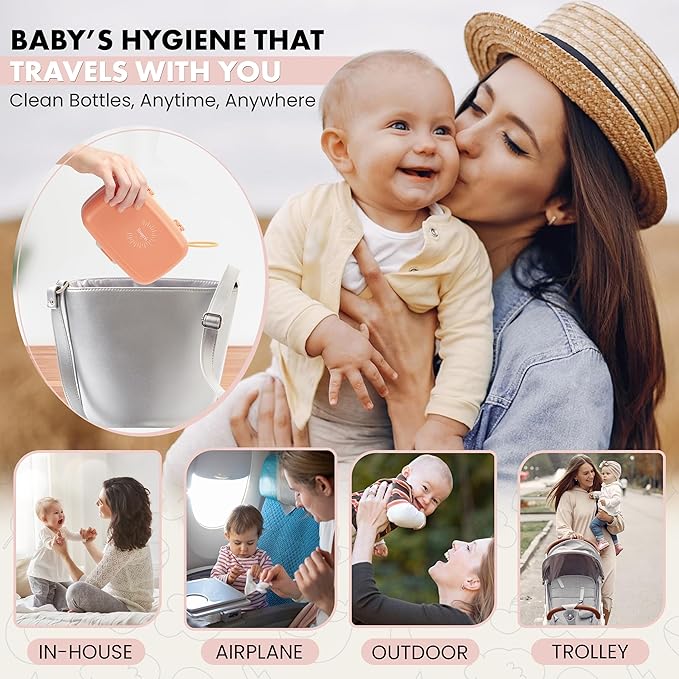 10-in-1 Baby Bottle Cleaner Brush Set – Travel-Friendly Kit with Silicone Bottle Cleaning Brush, Nipple & Straw Brushes, Soap Dispenser, Baby Bottle Drying Rack, Portable Bottle Cleaning Kit