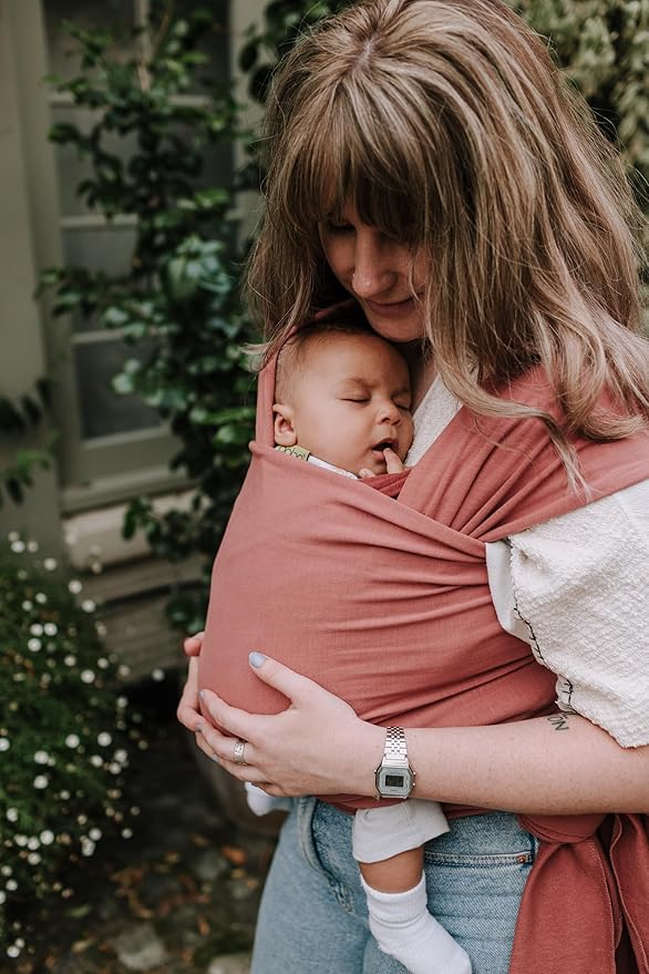 Boba Baby Wrap Carrier – Original Baby Sling Carrier for Newborns (7–35 lbs), Soft, Secure, Hands-Free & Ergonomic, Ideal for Comfortable Bonding, New Parents (Dusty Pink)