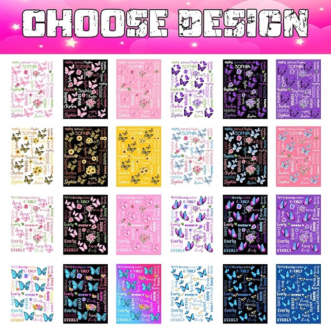 M YESCUSTOM Personalized Baby Blanket with Name, Black Butterfly Customized Blanket for Girls, Toddler, Newborn, Baby Shower, Christmas, Birthday