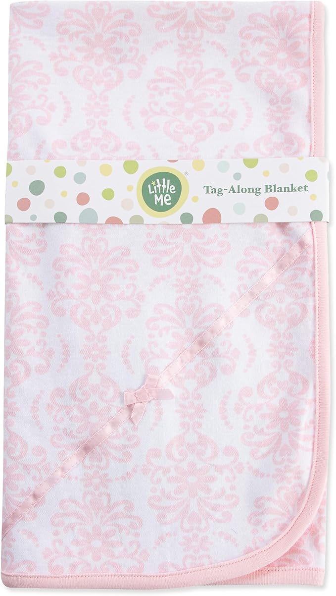 Little Me Unisex Baby Swaddling Receiving Blankets, Damask Scroll, 30 x 27 Inches