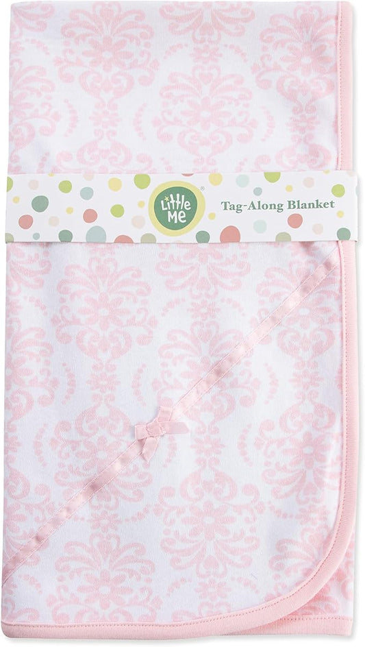 Little Me Unisex Baby Swaddling Receiving Blankets, Damask Scroll, 30 x 27 Inches