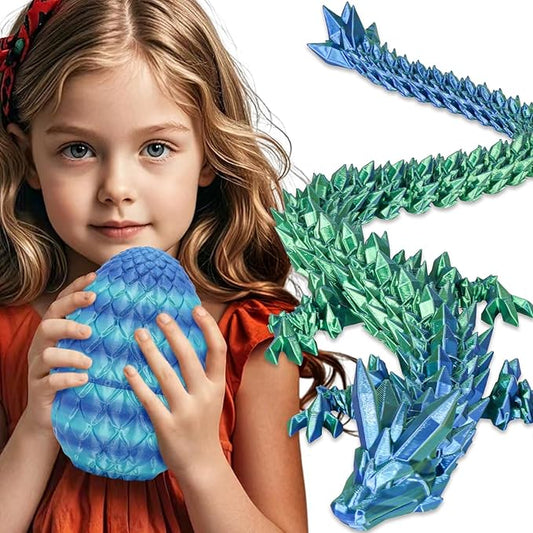Large Dragon Eggs with Dragon Inside, 3D Printed Surprise Funny Gifts for Kids, Articulated Dragon Fidget Toys for Adults, Executive Desk Toys Office Room Décor (Sky Blue Ombre)